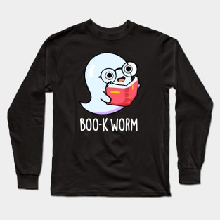 Boo-k Worm Cute Halloween Bookworm Ghost Pun Long Sleeve T-Shirt